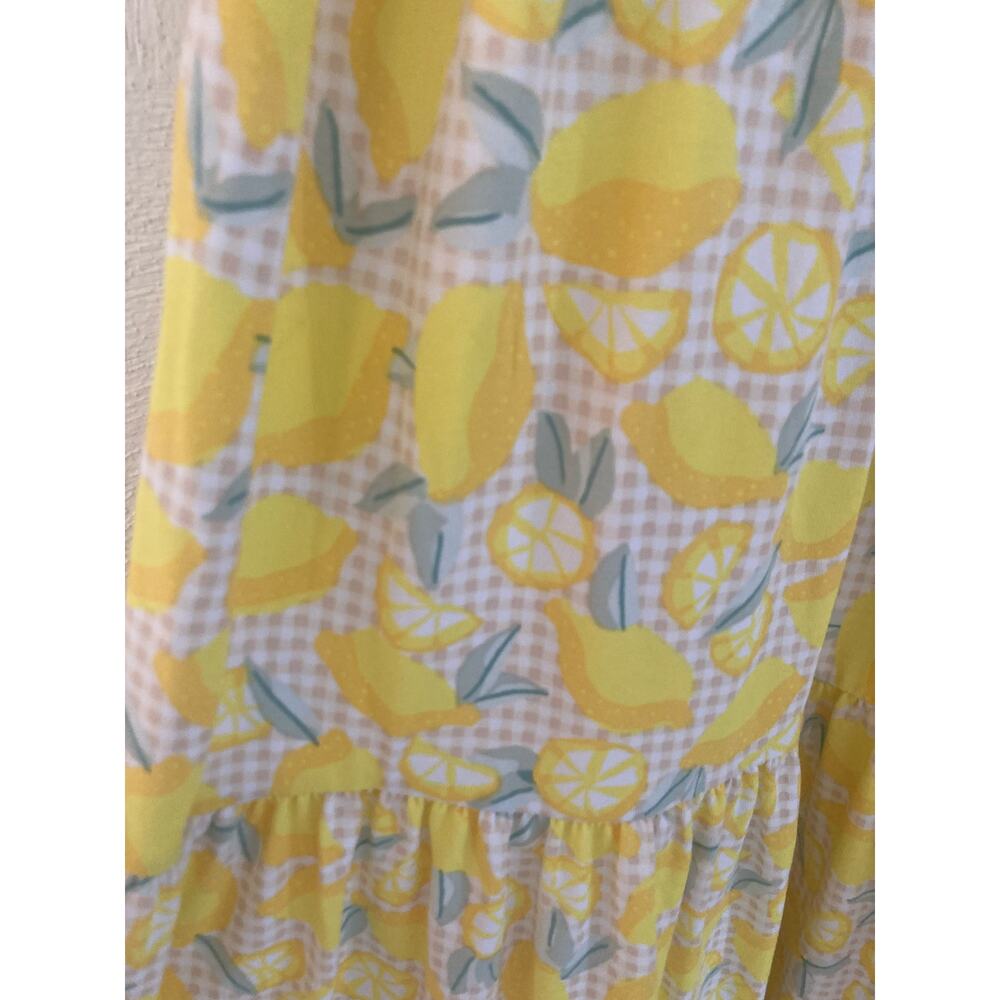 NWOT Lands' End Tiered Lemon print Maxi Dress Yellow sleeveless stretch XS (2-4) - Picture 2 of 8